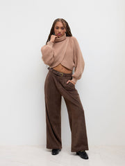 Corduroy Cropped Pleated Trouser