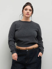 Knit Round Neckline Sweater Curve & Plus