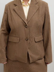 Wool-look Collar Two Tone Houndstooth Blazer Curve & Plus
