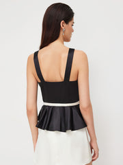 V-neck Bowknot Cut Out Ruffle Hem Top
