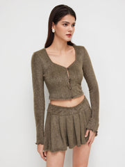 U-neckline Crop Long Sleeve Top