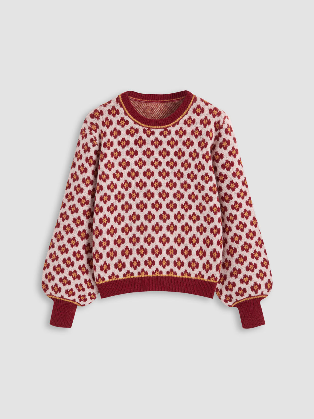 Knit Round Neck Floral Sweater