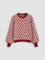 Knit Round Neck Floral Sweater