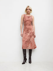 Scoop Neckline Floral Ruched Midi Dress