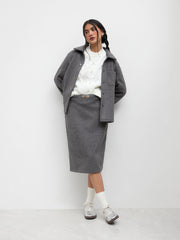 Wool-blend Mid Rise Split Maxi Skirt