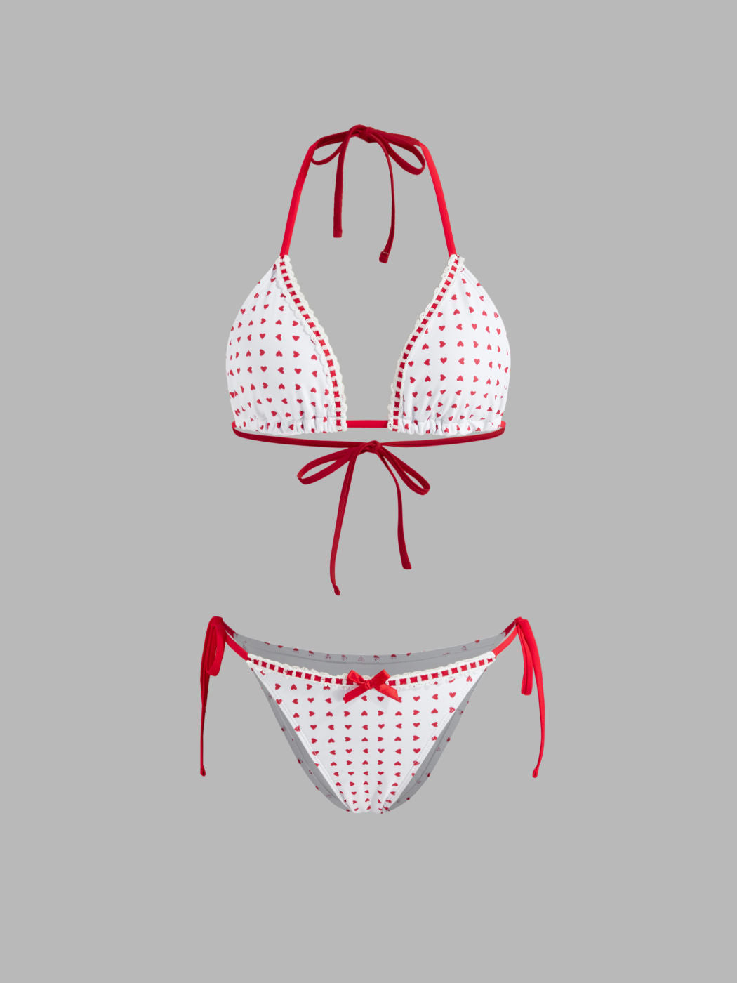 Halter Neckline Heart Bowknot Tie Side Bikini Set