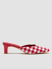GINGHAM SQUARE TOE FABRIC HEELS