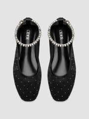 RHINESTONE STRAP MESH MARY JANE FLATS