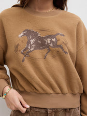 Fleece Horse Graphic Sweatshirt