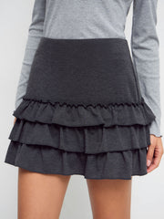 Mid Rise Layered Mini Skirt