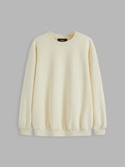 Terry Round Neckline Solid Sweatshirt