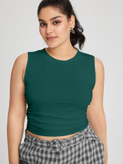 Sleeveless Ruched Crop Top Curve & Plus