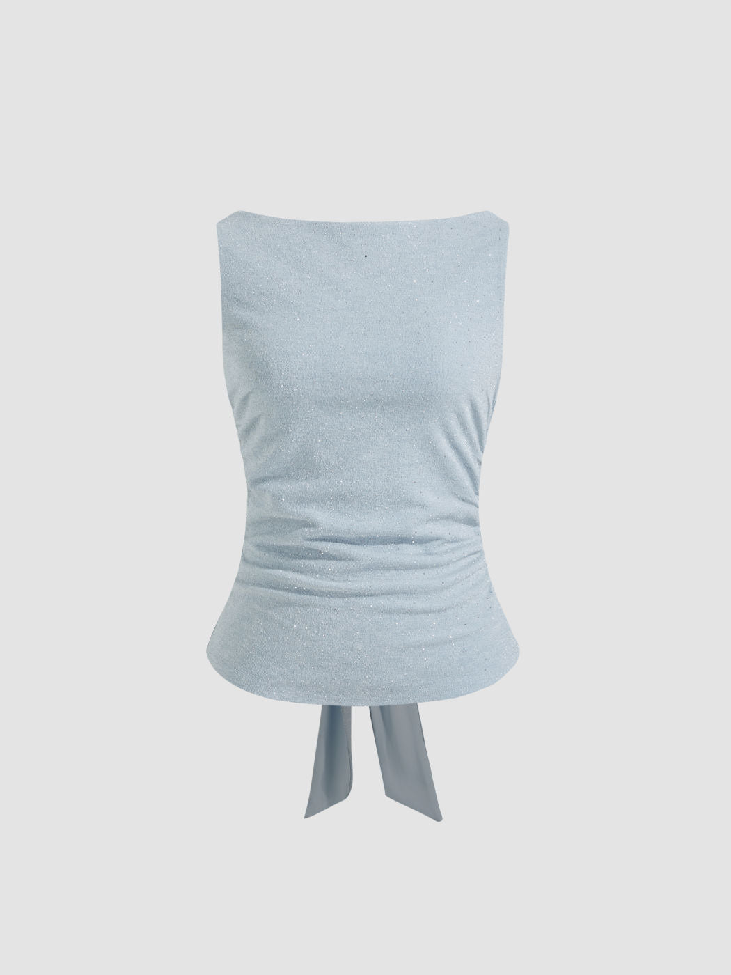 Boat Neck Rhinestone Knotted Tank Top
