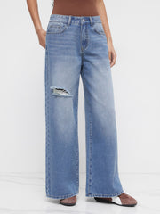 Denim Low Rise Ripped Baggy Jeans