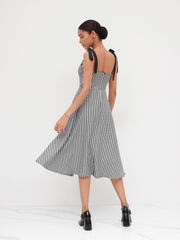 Sweetheart Gingham Bowknot Midi Dress