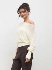 Oversized Off-shoulder Two-piece Knitted Top