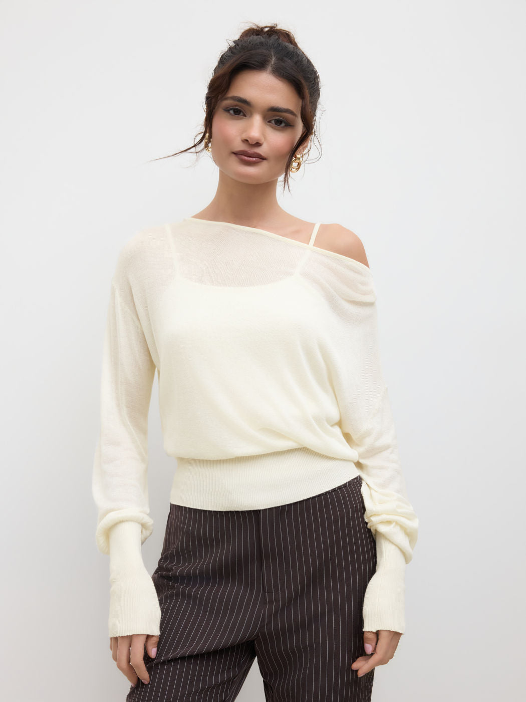 Oversized Off-shoulder Two-piece Knitted Top
