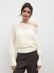 Oversized Off-shoulder Two-piece Knitted Top