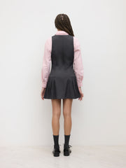 Boat Neck Pleated Mini Dress