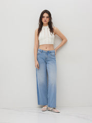 Cider Denim Low Rise Raw Trim Straight Leg Jeans