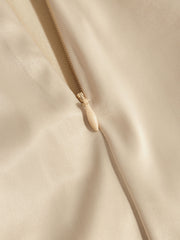 Satin Boat Neck Backless Ruched Maxi Dress
