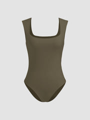 CIDERCONTOUR Double Layered Square Neck Solid Bodysuit