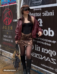 Low Rise Leopard Split Mini Skirt