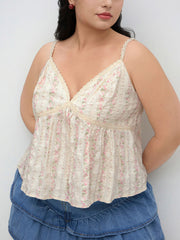 Cotton-blend V-neck Floral Cami Top Curve & Plus