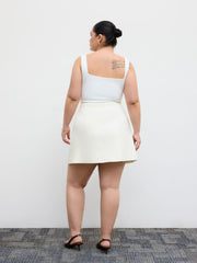 Mid Rise Button Detail Mini Skirt
