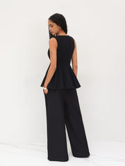V-neck Ruffle Sleeveless Blouse