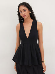 V-neck Ruffle Sleeveless Blouse