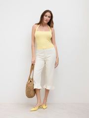 Halter Neckline Bowknot Ruched Tank Top