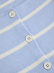 Knit Boat Neck Striped Button Split Vest