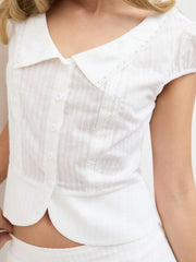 Broderie Anglaise 100% Cotton Short Sleeve Blouse