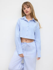 100% Cotton Lace Pleated Crop Shirt