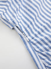 Cotton-blend Boat Neck Stripe Bowknot Tank Top Curve & Plus