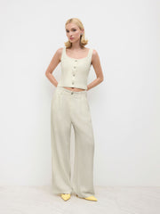 Tweed Square Neck Tank Crop Top