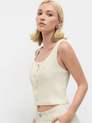 Tweed Square Neck Tank Crop Top