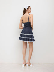 Sweetheart Polka Dot Lace Tiered Mini Dress