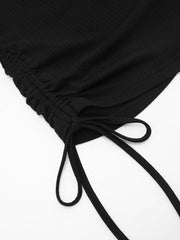Drawstring Crop Cami Top & Low Rise Drawstring Micro Shorts Set