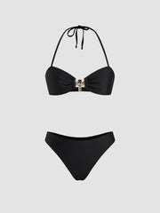 Sweetheart Metal Detail Bracelet Cheeky Bikini Set