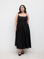 Linen-blend Square Neck Broderie Anglaise Ruffle Maxi Dress Curve & Plus