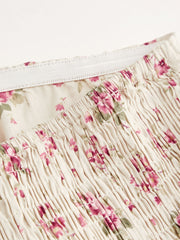 100% Cotton Floral Ruched Bandeau Mini Dress