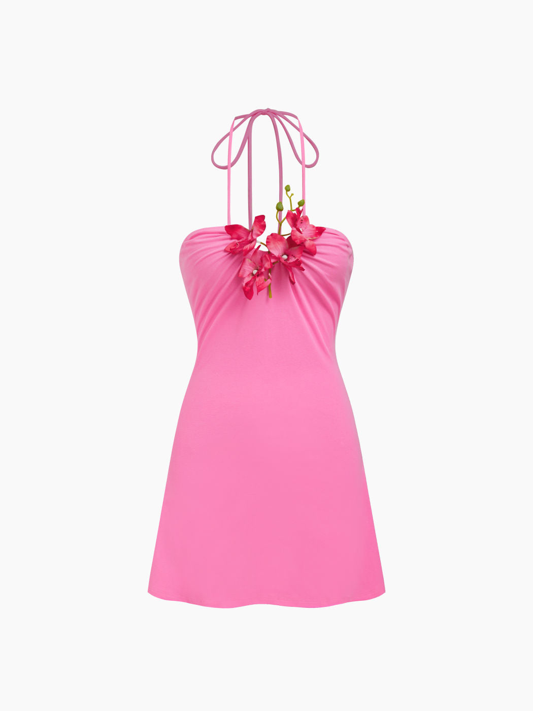 Halter Neckline Floral Mini Dress
