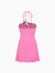 Halter Neckline Floral Mini Dress