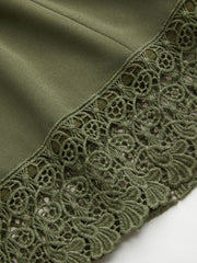 Chiffon Square Neck Bowknot Lace Trim Maxi Dress Curve & Plus