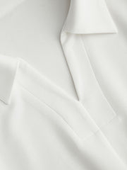 V-neck Ruched Oversized Shirt Bodysuit & High Waist Solid Pleated Wide Leg Trousers