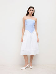 Stripe Asymmetrical Shirred Ruched Bandeau Top