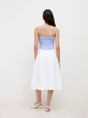 Stripe Asymmetrical Shirred Ruched Bandeau Top