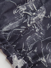 Mesh Abstract Print Ruched Tank Top